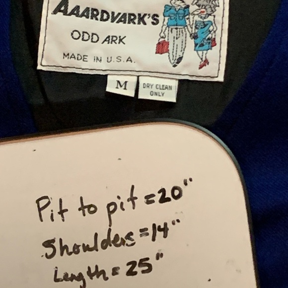 Vintage Aardvarks Odd Ark Blue Embroidered Floral  Vest Size Medium  Made In USA - Picture 4 of 4